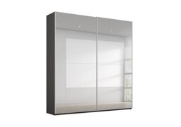 Rauch - Rio 181cm 2 Door Sliding Wardrobe with Basic Interior Fittings Package - Graphite Carc/Grey Mirror