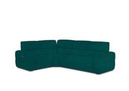 Cube Fabric Power Recliner Left Hand Facing Corner Sofa with Power Headrests - Opulence Teal
