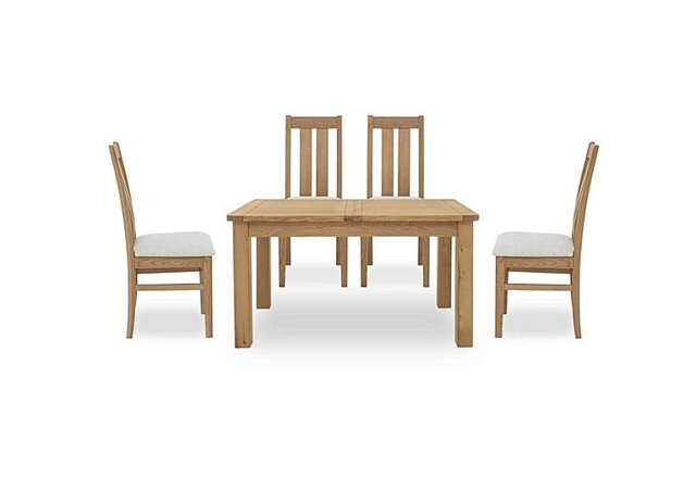 Furnitureland - Augusta Small Rectangular Extending Dining Table and 4 Wooden Slatted Back Chairs