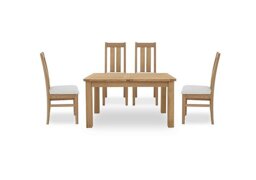 Furnitureland - Augusta Small Rectangular Extending Dining Table and 4 Wooden Slatted Back Chairs