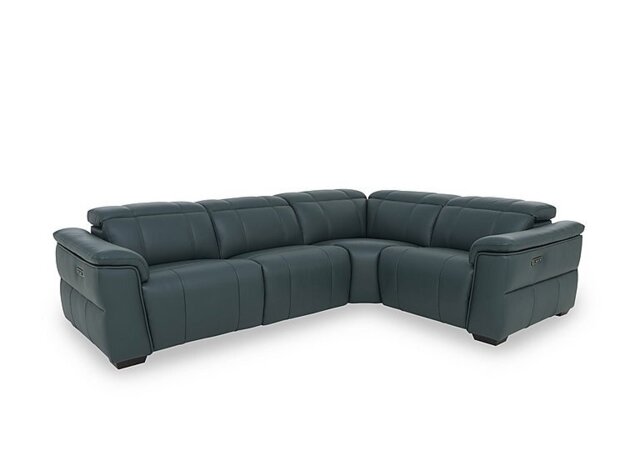 Inca NC Leather Double Power Recliner Right Hand Facing Corner Sofa with Power Headrests - Peacock