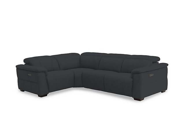 Inca Fabric Double Power Recliner Left Hand Facing Corner Sofa with Power Headrests - Opulence Charcoal