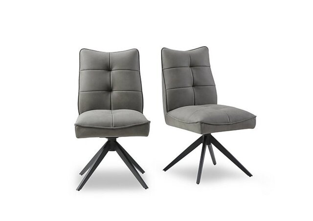 Germain Pair of Swivel Dining Chairs - Charcoal