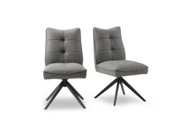 Germain Pair of Swivel Dining Chairs - Charcoal