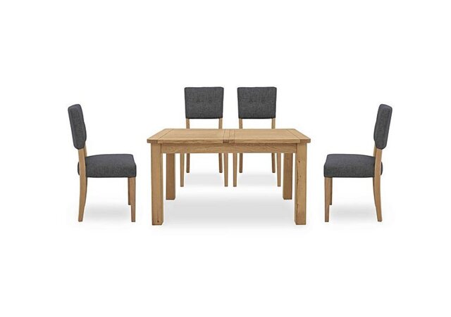Furnitureland - Augusta Small Rectangular Extending Dining Table and 4 Open Back Upholstered Chairs - Anthracite