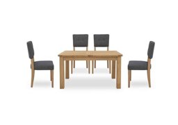 Furnitureland - Augusta Small Rectangular Extending Dining Table and 4 Open Back Upholstered Chairs - Anthracite