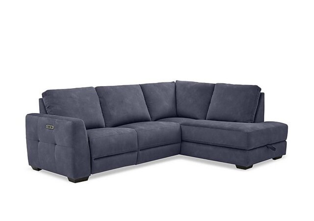 Dinky Fabric Power Recliner Right Hand Facing Corner Sofa with Storage Chaise End - Dexter Shadow - Sofas and Armchairs