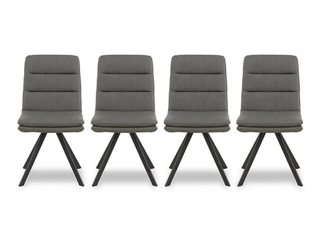 Njord Set of 4 Faux Leather Swivel Dining Chairs - Grey