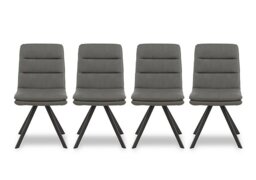 Njord Set of 4 Faux Leather Swivel Dining Chairs - Grey