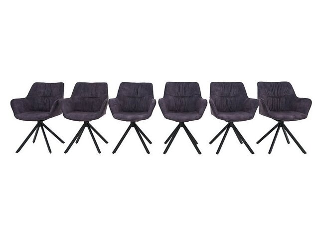 Marvel Black Set of 6 Swivel Dining Chairs - Charcoal