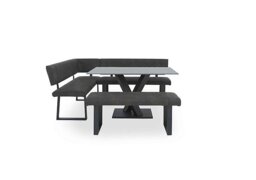 Warrior Grey Compact Fixed Dining Table with Left Hand Facing Corner Bench and Standard Bench - Grey
