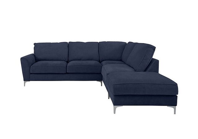Legend Classic Back Fabric Right Hand Facing Corner Sofa with Chrome Feet - Cosmo Navy