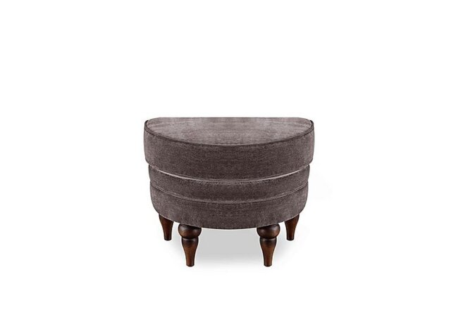 At The Helm - Harriet Fabric Half Moon Footstool - Brindle with Walnut Feet