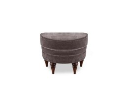 At The Helm - Harriet Fabric Half Moon Footstool - Brindle with Walnut Feet