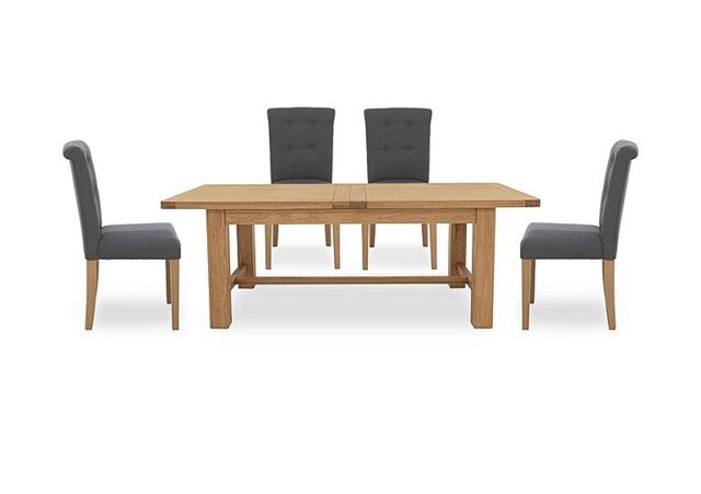 Furnitureland - Augusta Large Rectangular Extending Dining Table and 4 Roll Back Upholstered Chairs - Anthracite