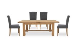 Furnitureland - Augusta Large Rectangular Extending Dining Table and 4 Roll Back Upholstered Chairs - Anthracite