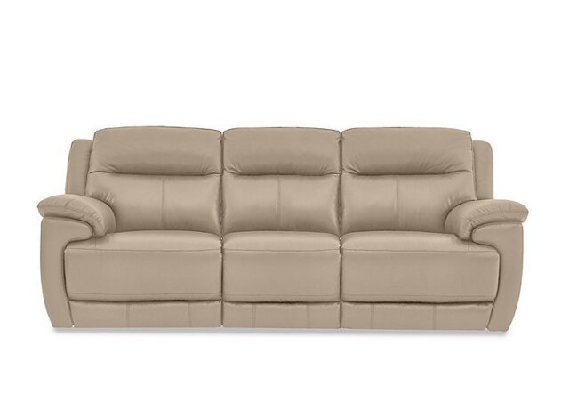World of Leather - Touch 3 Seater NC Leather Sofa with Power Recliner - NC Pebble