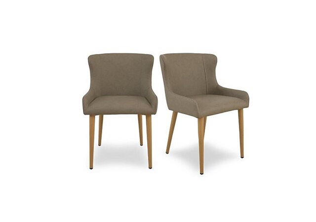 Riga Pair of Upholstered Dining Chairs - Taupe