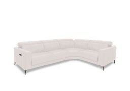 Ezra Leather Power Recliner Right Hand Facing Corner Sofa with Power Headrests - Cotton