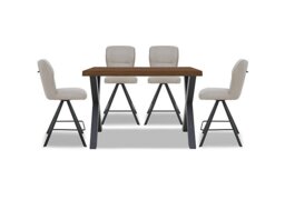 Bodahl - Hades 140cm Straight Edge Table with X Shaped Legs and 4 Terra Taupe Fabric Swivel Bar Stools - Old Bassano