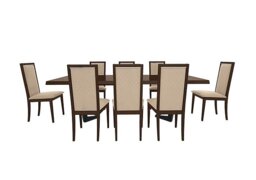 Palazzo 160cm Extending Dining Table in Dark Walnut with 8 Rombi Chairs - Aquos Cream