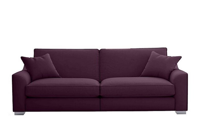 The Lounge Co. - Isobel 4 Seater Fabric Fibre Fill Sofa - Frosted Grape with Chrome Feet