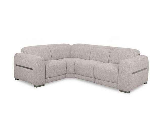 Edison Small Fabric Power Recliner Left Hand Facing Corner Sofa with Power Headrests and Lights - Mink