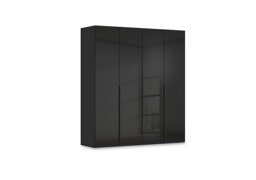 Rauch - Haven 201cm 4 Door Hinged Wardrobe with Glass Doors - Black Glass