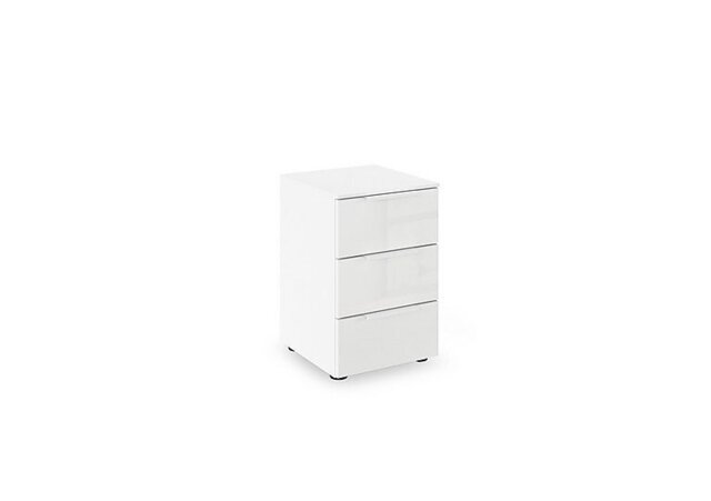 Rauch - Haven 3 Drawer Décor Bedside Cabinet with Glass Front - Alpine White