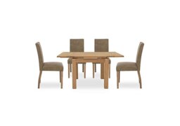 Furnitureland - Augusta Draw Leaf Extending Dining Table and 4 Cowboy Upholstered Chairs - Taupe - In Time for Christmas