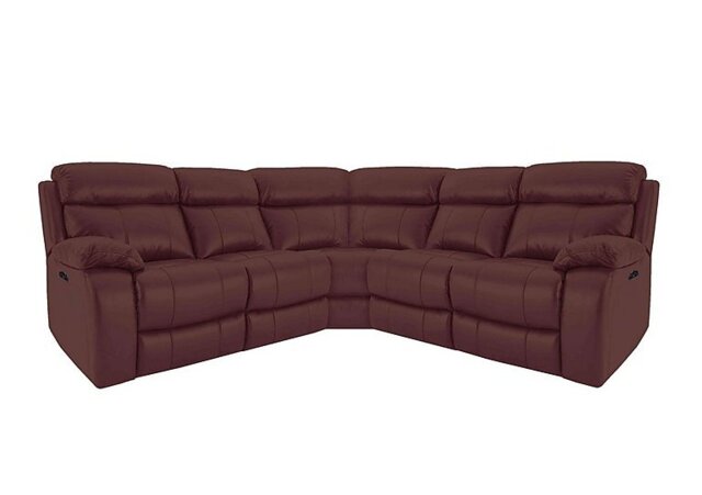 World of Leather - Moreno NC Leather Power Recliner Corner Sofa with Power Headrests - NC Deep Red