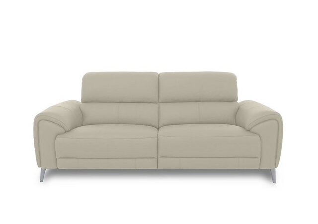 Vino Leather 3 Seater Power Recliner Sofa - Bone China