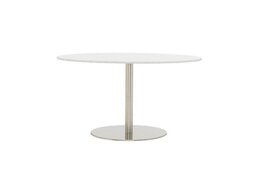 Helsinki Oval Dining Table - 160-cm - Bianco Miami Quartz