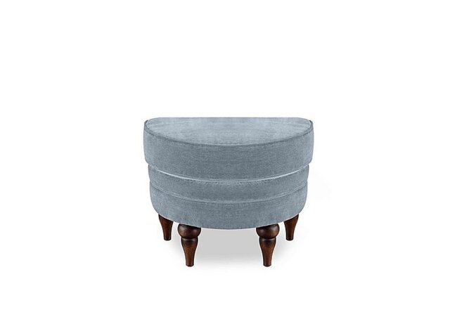 At The Helm - Harriet Fabric Half Moon Footstool - Boathouse Blue with Walnut Feet