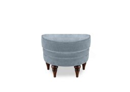 At The Helm - Harriet Fabric Half Moon Footstool - Boathouse Blue with Walnut Feet