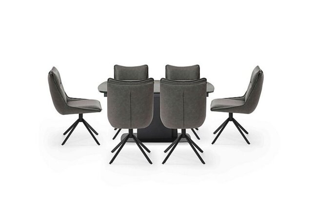 Catalina Small Extending Dining Table and 6 Swivel Chairs - Dark Grey