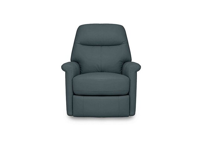 World of Leather - Compact Collection Lille Leather Rocker Swivel Chair with Power Recliner - BV Lake Green