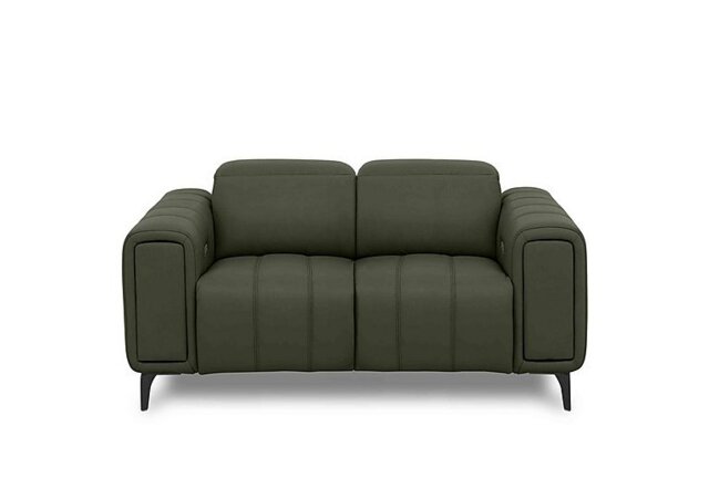 Elphaba Leather 2 Seater Power Recliner Sofa with Storage Arms - Oslo Pine