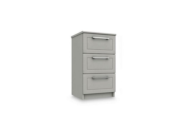 London Bedrooms - Bexley 3 Drawer Bedside Cabinet - Light Grey - Bedroom Furniture - In Time for Christmas