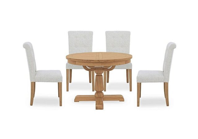 Furnitureland - Augusta Round Extending Dining Table and 4 Roll Back Upholstered Chairs