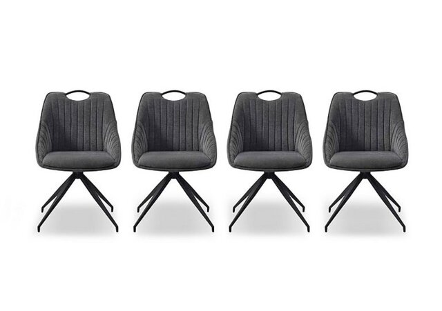 Petra Set of 4 Fabric Swivel Dining Chairs - Dark Grey