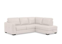 Dinky Leather Right Hand Facing Corner Sofa with Storage Chaise End - Cotton Cat - Sofas and Armchairs