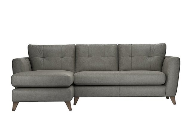 The Lounge Co. - Hermione NC Leather Left Hand Facing Corner Sofa with Chaise End - Amonite - Sofas and Armchairs