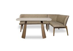 Sansa Rectangular Fixed Dining Table and Faux Leather Right Hand Facing Corner Bench - Dining Room Furniture - In Time for Christmas