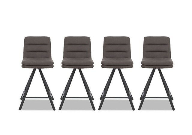 Njord Set of 4 Fabric Swivel Bar Stools - Anthracite