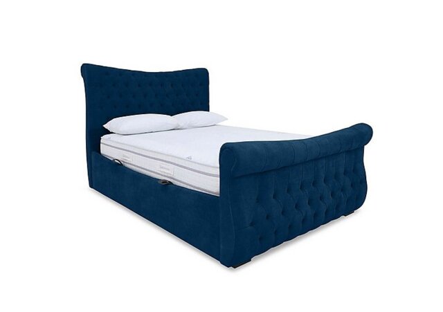 Sleep Story - Lance Left Hand Side Opening Ottoman Bed Frame - Super King - Plush Pacific