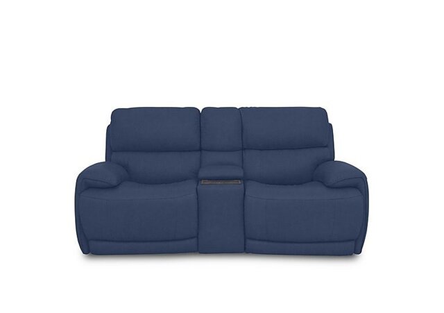 Link Fabric 2 Seater Power Recliner Sofa with Power Headrests and Cupholders - Blue - Sofas and Armchairs - In Time for Christmas
