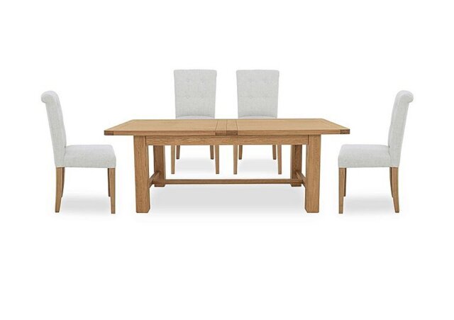 Furnitureland - Augusta Large Rectangular Extending Dining Table and 4 Roll Back Upholstered Chairs - In Time for Christmas