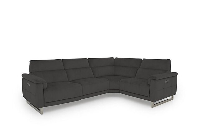 Moet Fabric Power Recliner Right Hand Facing Corner Sofa with Telescopic Headrests - Opulence Granite
