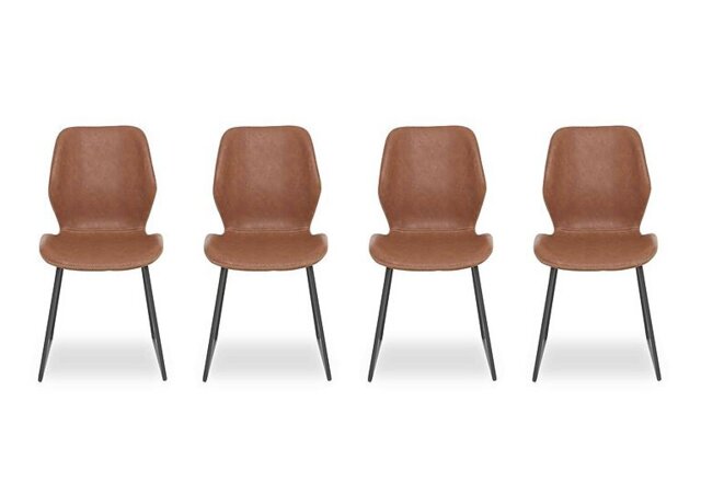 Pedro Set of 4 Faux Leather Ski Leg Dining Chairs
